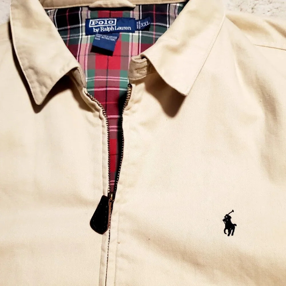 Polo Ralph Lauren Y2K Men' Bomber Harrington Plaid Jacket Lightweight size XXL